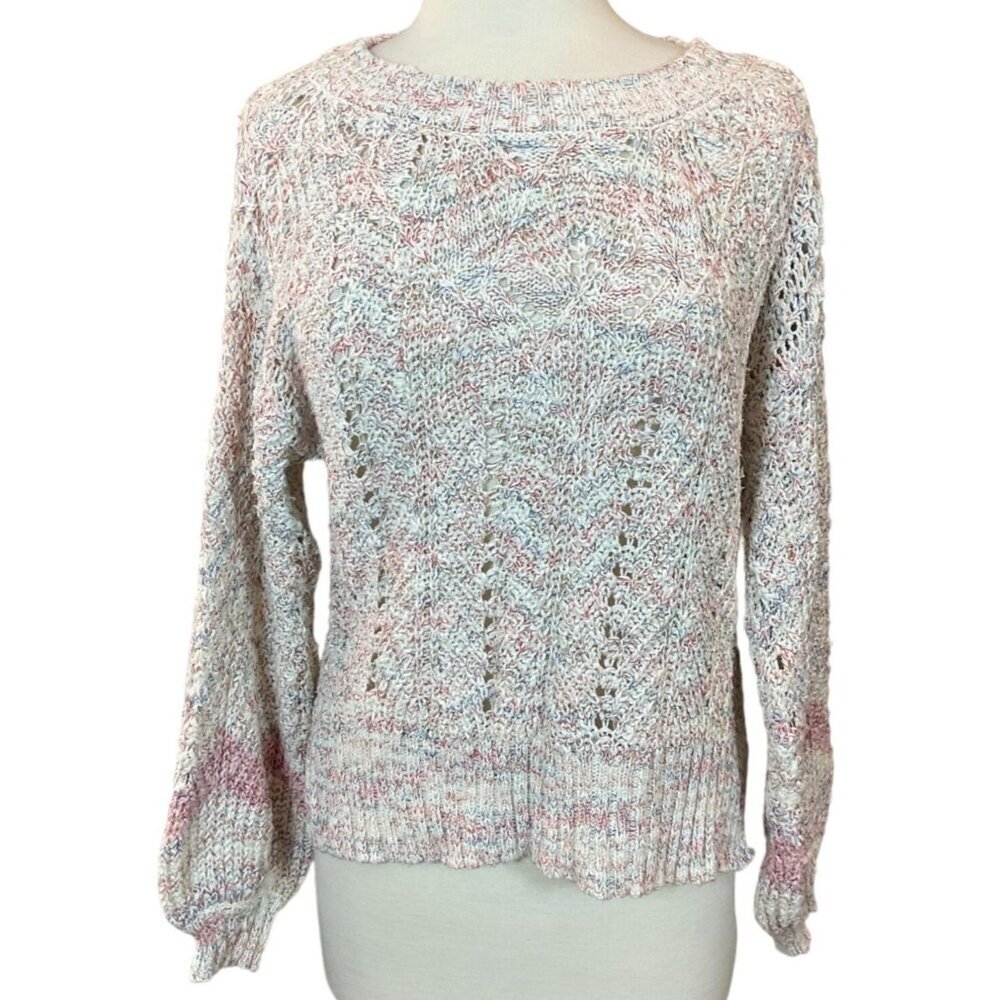 Lauren Conrad Open Knit Sweater With Back Ribbon Tie Multicolored Ladies Medium
